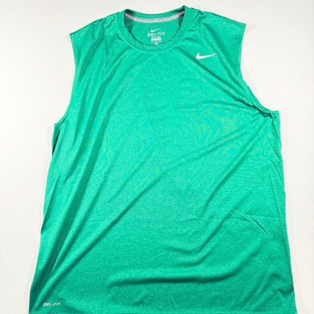 Nike Dri-FIT Mens Sleeveless Training Shirt Green Heathered XL Gym Top